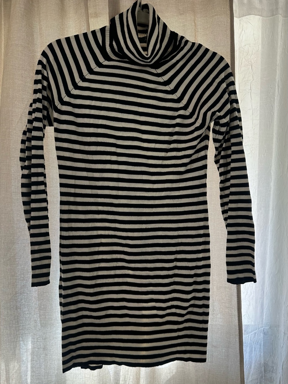 Black and White Striped Turtleneck Sweater Dress size Large
